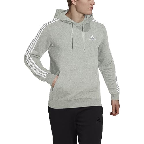 adidas Men's Essentials Fleece 3-stripes Hoodie, Medium Grey Heather, 3X-Large Tall