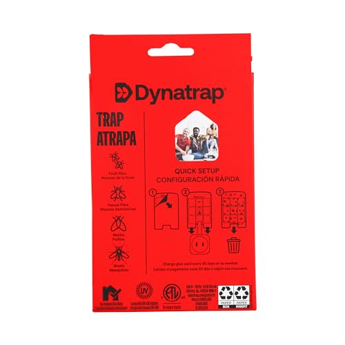 Dynatrap DT3007W Indoor Plug-in Flying Insect Trap for Flies, Fruit Flies, Moths, Gnats, and Other Flying Insects - 1 White Device + 2 Glue Cards