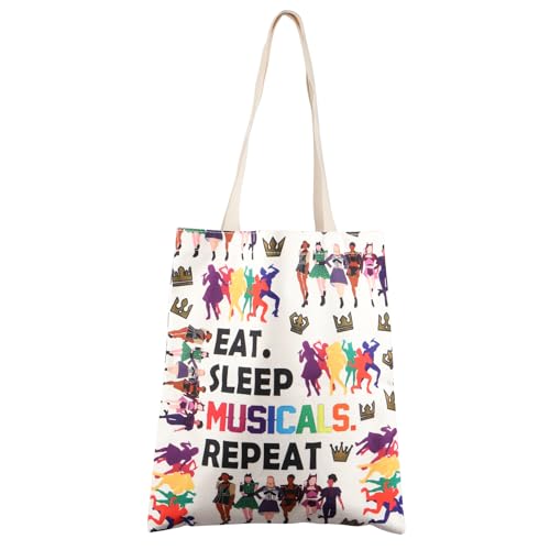 FEELMEM Six the Musical Gift Eat Sleep Musicals Repeat Tote Bag Music Gift Broadway Musical Merchandise Shoulder Bag