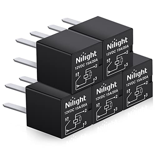 Nilight 5PCS Automotive General Purpose Relay 4Pin SPNO 20A Micro Cooling Fan Sealed Relay Plug & Play Direct Replacement for Polaris RZR 570 900 1000 SxS Slingshot Ranger Sportsman, 2 Year Warranty