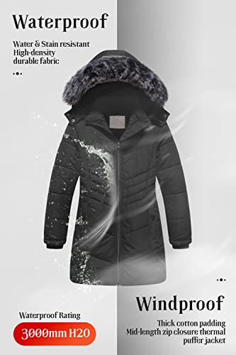 Pursky Little Girl's Clothes Water Resistant Winter Coat Thicken Fleece Lined Puffer Outerwear Jackets Black 4-5