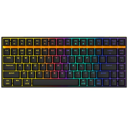 IROK ZN84 RGB TKL 80% 84 Keys Wireless BT5.0/2.4G/USB-C Hot Swappable Mechanical Keyboard Customizable Backlit Gaming Keyboard-BlackYellow/Brown Switch