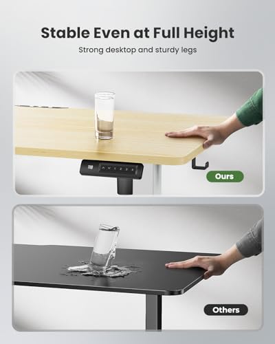 Marsail Electric Standing Desk, Adjustable Height Stand up Home Office Desk Large 55x24 Inch Sit Stand Computer Desk, with 4 Memory Presets, Headphone Hook,Cable Organizer, Black