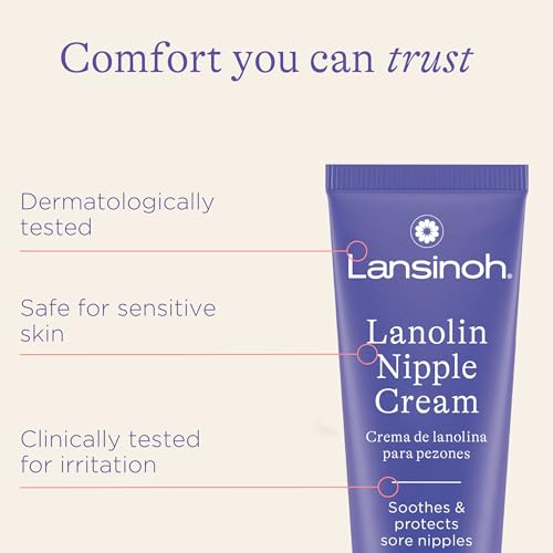 Lansinoh Lanolin Nipple Cream, Safe for Baby and Mom, Breastfeeding Essentials, 1.41 Ounces