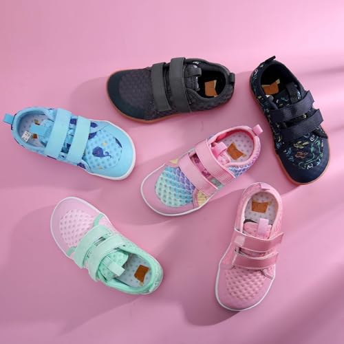 WateLves Wide Toddler Water Shoes Kids Barefoot Beach Swim Aqua Shoes Boys Girls Breathable Mesh Walking Hook and Loop Sneakers (Light Gray, 31)