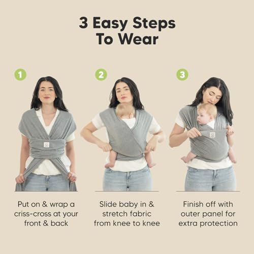 KeaBabies Baby Wrap Carrier - All in 1 Original Breathable Baby Sling, Lightweight,Hands Free Baby Carrier Sling, Baby Carrier Wrap, Baby Carriers for Newborn, Infant,Baby Wraps Carrier (Classic Gray)