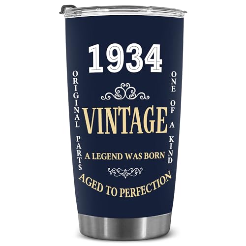 DEKIDOKA 91 Year Old Birthday Gifts for Mom Dad - Vintage Tumbler For Men And Women