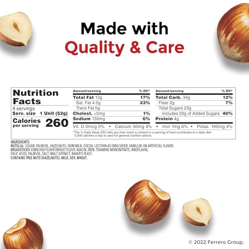 Nutella & GO! Bulk 24 Pack, Hazelnut and Cocoa Spread with Breadsticks, Snack Cups, 1.8 oz Each