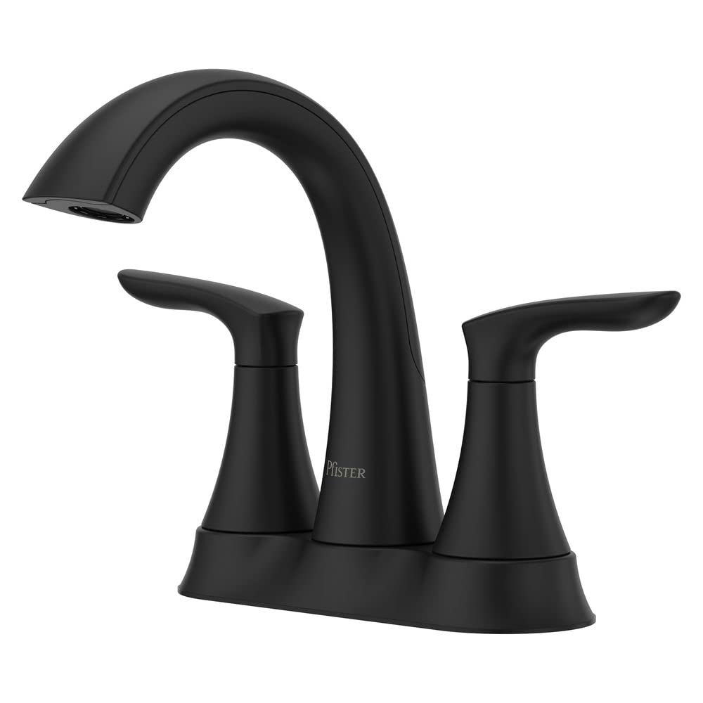 Pfister Weller Bathroom Sink Faucet, 4-Inch Centerset, 2-Handle, 3-Hole, Matte Black Finish, LG48WRPB