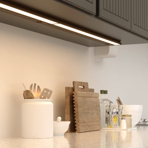 LAGOM 12" Direct Wire Dimmable LED Under Cabinet Lights, Selectable 2700K/4000K/5000K, Selectable Brightness, Black Finish, UC0112BK27