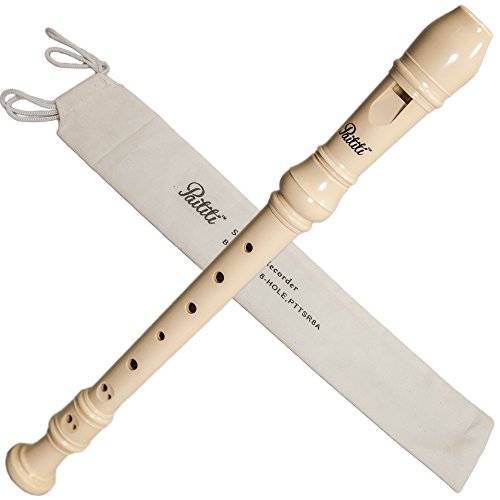 Paititi Soprano Recorder 8-Hole With Cleaning Rod + Carring Bag Creamy Color, Key of C