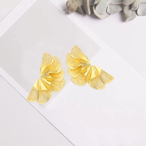 Vavhoo Gold Statement Earrings for Women Large Geometric Dangle Earrings Bohemian Flower Dangling Drop Earrings Exaggerated Metal Sectored Geometric Earrings for Women (Silver)