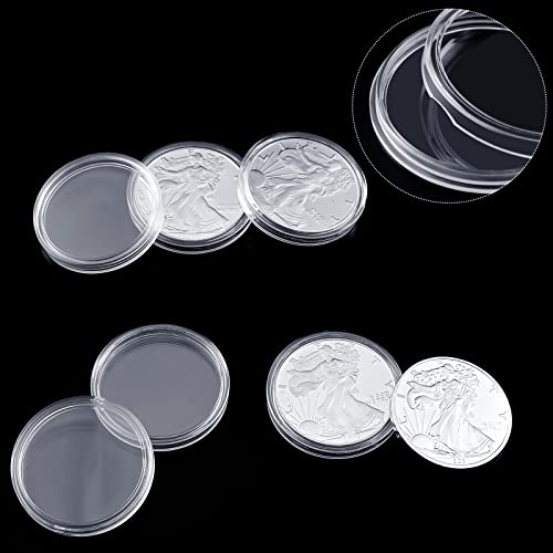 30 Pieces Silver Dollar Coin Holder 40.6mm Silver Bar Capsule Holders Coin Capsules for Collection Bar, Round