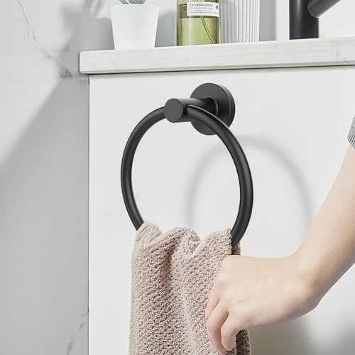 SetSail Towel Holder for Bathroom Wall Matte Black Towel Ring 304 Stainless Steel Hand Towel Holder Heavy Duty Towel Hanger for Bath, Kitchen