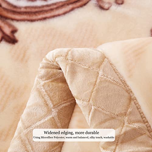 Korean Mink Blanket 55"×75", Silky Soft and Warm - 2 Ply Reversible Raschel Bed Blanket for Single Bed.（150x200cm-2.5kg）.
