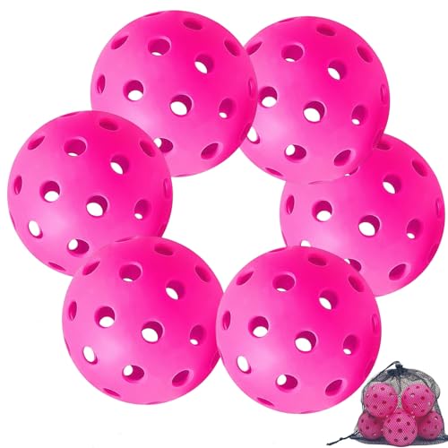 kisportee Pickleballs Balls, Outdoor Pickleball Ball with Mesh Bag for Sport Outdoor Play, High Elasticity & Durable USAPA Approved Pickleballs for All Style Pickleball Paddles (Pink)