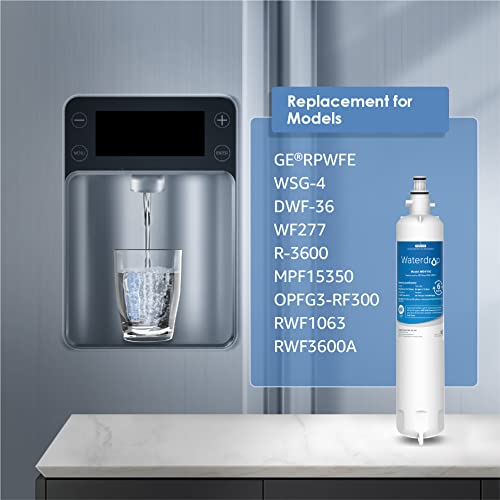 Waterdrop WD-F19C Replacement for GE® RPWFE®, RPWF (Built-in CHIP) Refrigerator Water Filter, Compatible with GFE28GYNFS, GFE28GELDS, PFE28KELDS, PFE28KYNFS, GFD28GELDS, PWE23KELDS, PWE23KMKES