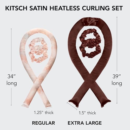 Kitsch Satin Heatless Curling Set - Overnight Hair Rollers for Soft Curls, Curling Rod Headband, Hair Curlers - Aura