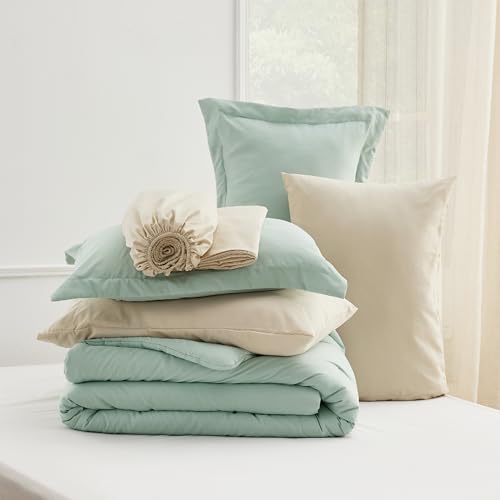 Bedsure White Comforter Set California King Size, 7 Pieces Soft Comforter for Cal King Size Bed with Sheets, Pillowcases & Shams, All Season Boho California King Size Bed in a Bag