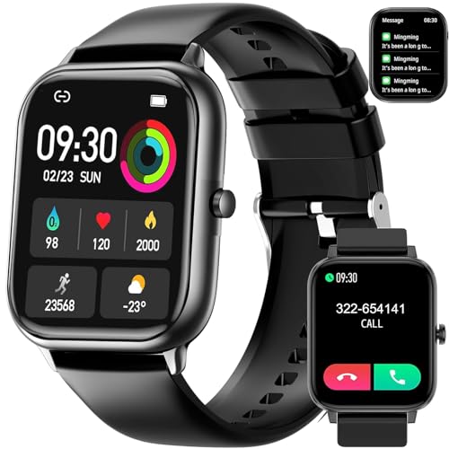 Smart Watch Full Touch Smart Watches for Android iOS Phones Compatible (Answer/Make Call) Smart Fitness Tracker Watch for Women Man Waterproof Smartwatch with Sleep/Heart Rate/sports/Step (Black)