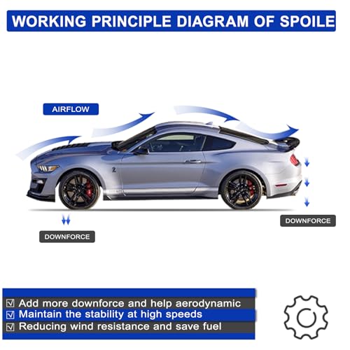 AAriguthel 2015-2023 Mustang Ecoboost Spoiler Compatible with Mustang V6/V8/Shelby/GT/EcoBoost Coupe 2 Door Models GT 350 GT500 Style ABS Trunk Rear Spoiler Wing