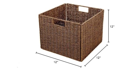 Trademark Innovation Foldable Storage Brown Basket with Iron Wire Frame