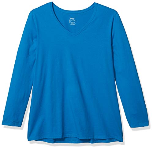 Just My Size Women's Plus Size Vneck Long Sleeve Tee, Deep Dive, 1X