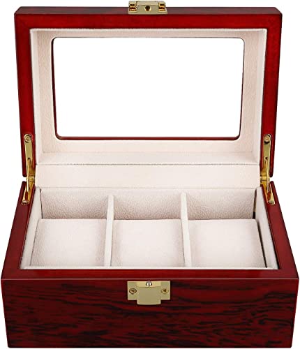 Uten 3 Slots Watch Box Storage Case Organizer Jewellery Display Wooden for Men Women