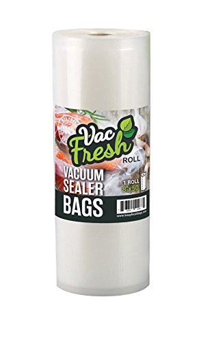 Vac Fresh Food Vacuum Sealer Rolls (8" x 50', 1 Roll), 3.5mil VF850 Embossed Food Storage Bags, Vacuum Seal Bags for Meal Prep, Sous Vide Bags for Cooking (50 Feet)