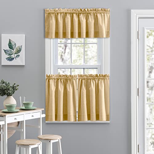 Ellis Curtain Lisa Solid 56" x 24" Tailored Tier, Butter