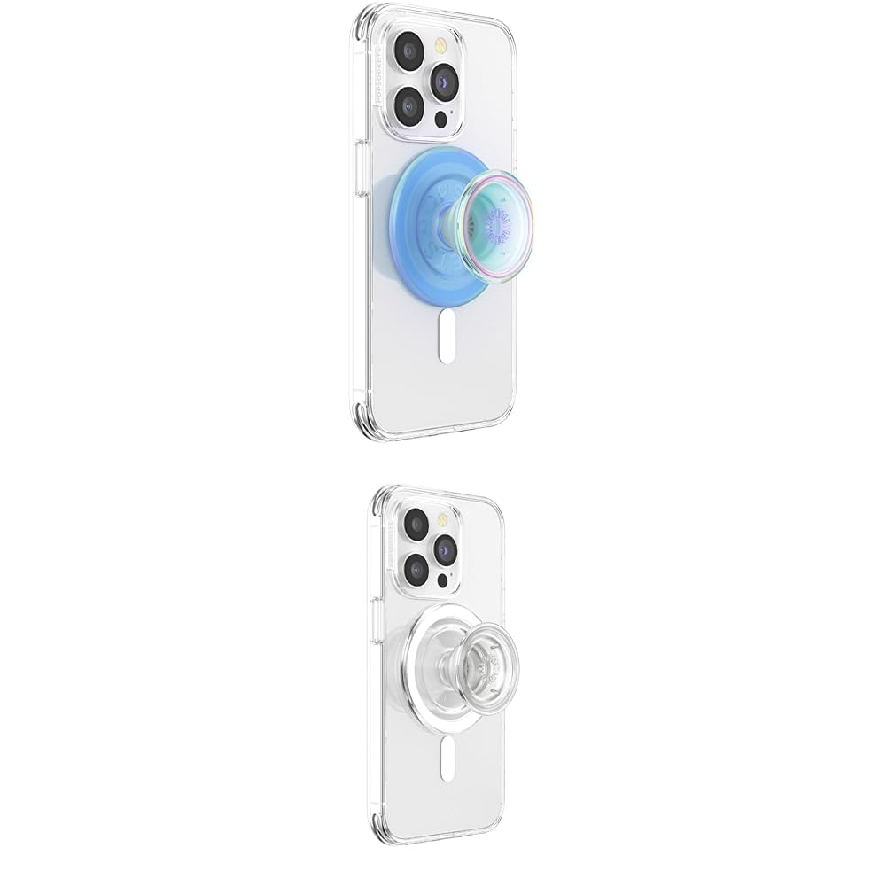 PopSockets 2-Pack Phone Grips for MagSafe - Blue Opalescent & Clear