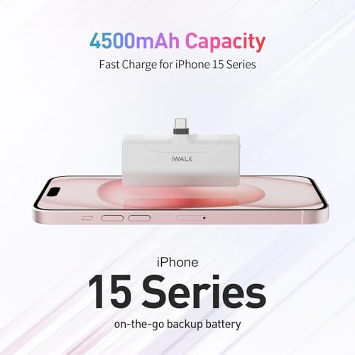 iWALK Portable Charger for iPhone 15 USB-C Small Power Bank 20W 4500mAh Fast Charging Battery Pack Compatible with iPhone 15/15 Plus/15 Pro/15 Pro Max, iPhone 16 Series,Samsung S24/23, Android