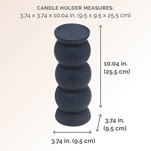 Elements Sphere Shaped Ceramic Candle Holder, 10 Inch, Blue