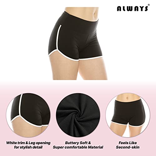 ALWAYS Booty Shorts for Women High Waisted Soft Yoga Gym Shorts Stripe Black White S