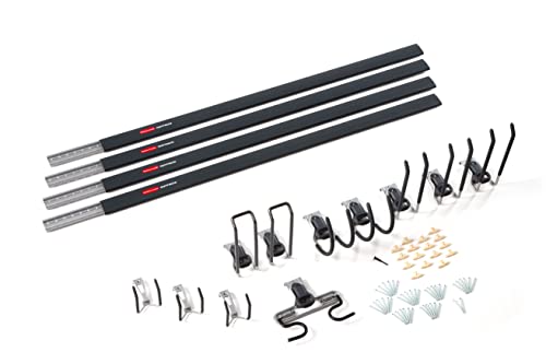 Rubbermaid 15-Piece FastTrack Garage Wall-Mounted Storage Kit, 4 Rails and 11 Hooks, for Home/House/Tool/Sports/Equipment/Utility Purposes