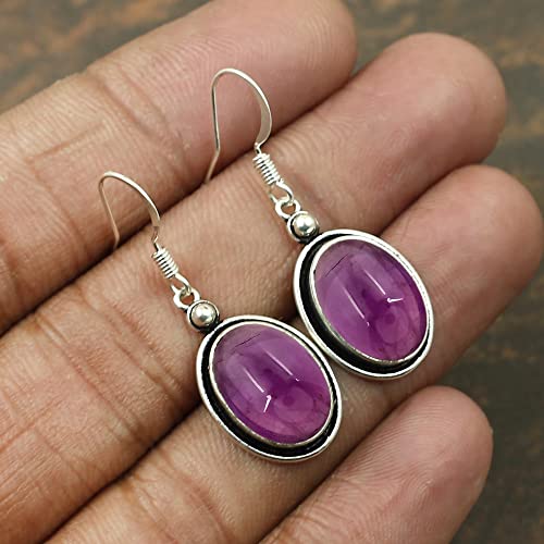 10.56 Cts Amethyst Dangle Earrings For Women, Purple Stone February Birthstone Jewelry Mother's Day Gifts For Mom Wife