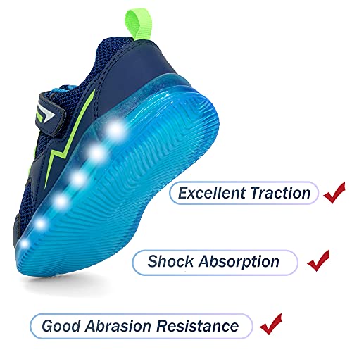 YESKIS Light Up Shoes for Girls Tennis Shoes LED Flashing Lightweight Breathable Mesh Durable Running Walking Sneakers for Toddler Beige Size 8