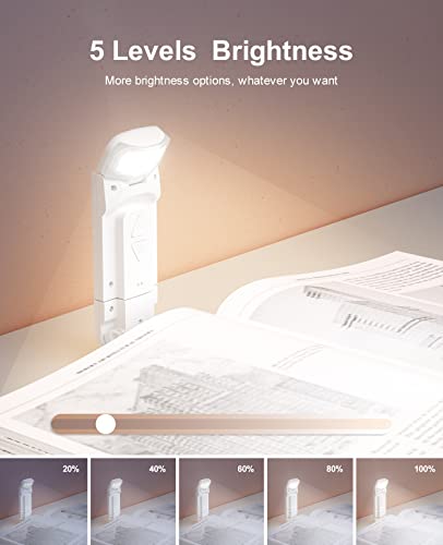 OPAUL USB Rechargeable Book Light, Clip-on LED Bookmark Reading Light in Bed, 3 Amber Colors & 5 Brightness, Long Lasting, Perfect Gifts Stocking Stuffers for Book Lovers, Adults, Kids
