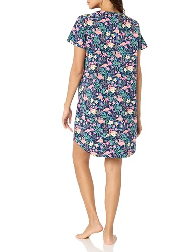 Vera Bradley Women's Cotton Nightgown Pajama Sleep Shirt (Extended Size Range), Flamingo Garden