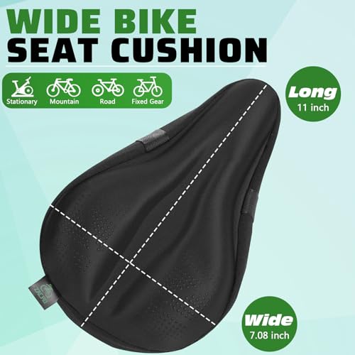 Zacro Bike Seat Cushion, Gel Padded Bike Seat Cover for Men Women, Padding Bicycle Seat Cover Extra Soft Fit for Peloton, Spin Stationary Exercise, Mountain Road Cycling Bike