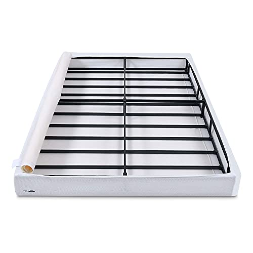 Amazon Basics Smart Box Spring Bed Base, 5 Inch Mattress Foundation, Tool-Free Easy Assembly, Twin, 74"L x 38"W x 5"H, White