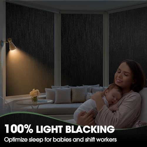 Coavas Blackout Window Privacy Film 100% Lighting Blocking Opaque Room Darkening Film Anti UV Static Cling Removable Frosted Black Out Window Tint Cover for Day Sleep Bathroom (45.2 x 314.9 Inches)