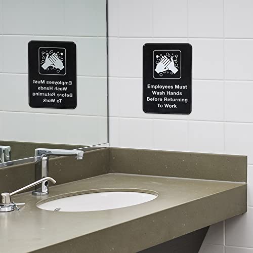 Excello Global Products Employees Must Wash Hands Before Returning to Work Sign: Easy to Mount Plastic Safety Informative Sign with Symbols Great for Business, 5"x7", Pack of 2