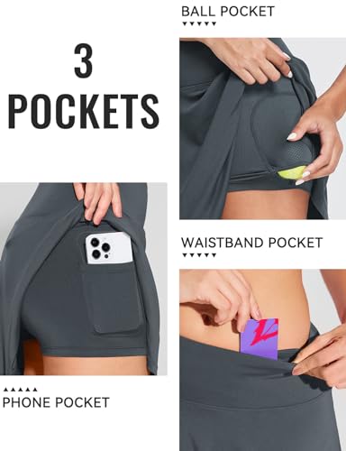 baleaf Pleated Tennis Skirts for Women Skorts for Woman Golf Skirts with Pockets Athletic Running Workout Sports Grey XS