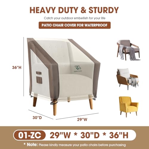 Outdoor Chair Cover, Patio Furniture Chair Cover Waterproof, Heavy Duty Patio Chair Cover fit for Deep Seat Chair, Outdoor Chair【Small, 2 Pack, 29W x 30D x 36H】