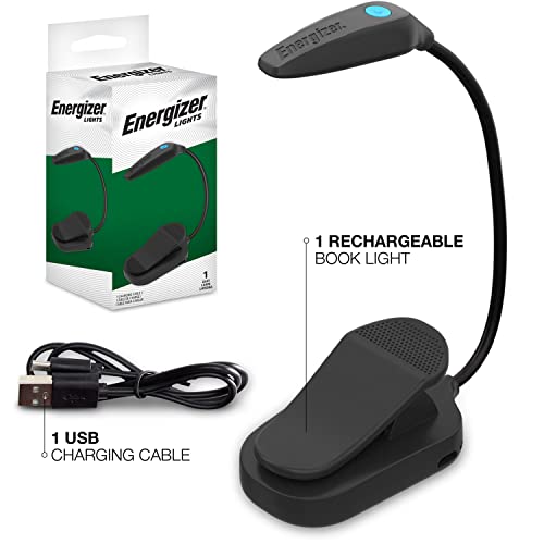 Energizer Rechargeable LED Book Light Flex, 3 Modes, Warm Light Clip On Reading Light with Flexible Neck for Reading in Bed, Book Reading Lamp (USB Included)