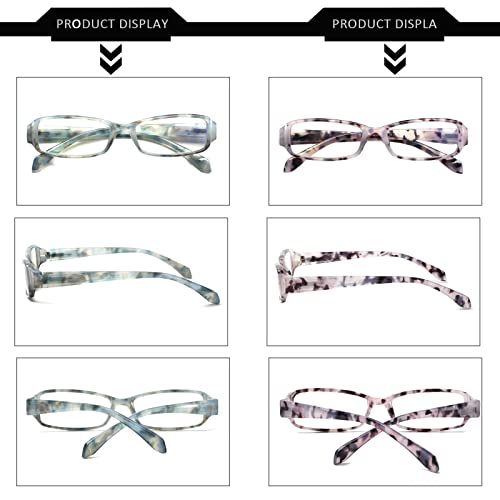 Ladies Reading Glasses 6 Pairs Blue Light Blocking Readers Spring Hinge with Pattern Print Eyeglasses for Women (Multi-Color-A, 4.0, x)