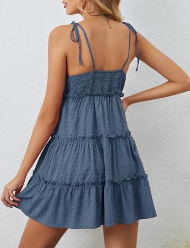 ZOOMOON Women's Summer Mini Dress Sleeveless Boho Spaghetti Strap Dresses Casual Flowy A Line Cami Dress - Apricot,S