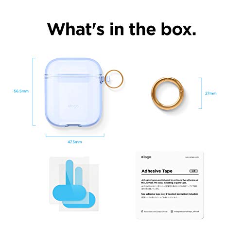 elago Clear Airpods Case with Keychain Designed for Apple Airpods 1 & 2 (Aqua Blue)