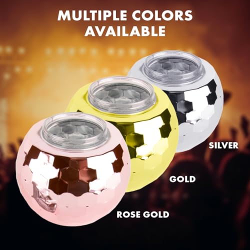 Andaz Press 1970s Disco Ball Cups 19 oz Drink Tumbler with Straw, Gold, 32-Pack, for Metallic Shiny Foil Colored Graduation Anniversary Bachelorette Disco Cups For Party
